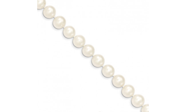 Quality Gold 14k White Near Round Freshwater Cultured Pearl Bracelet - WPN090-7.5