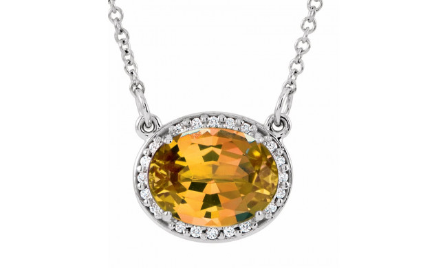 14K White Citrine & .05 CTW Diamond 16.5 Necklace - 8590370024P