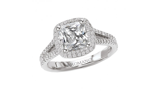 Romance 18k White Gold Halo Semi-Mount Diamond Engagement Ring