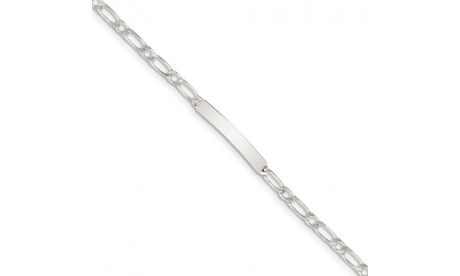 Quality Gold Sterling Silver 8inch Polished Engraveable 1 Figaro Link ID Bracelet - QID112-8