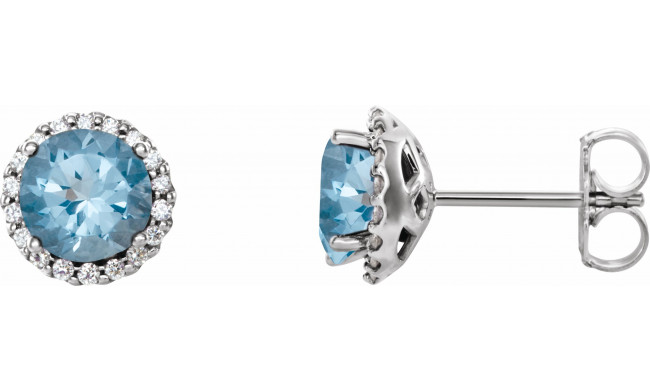 14K White Aquamarine & 1/10 CTW Diamond Earrings - 86509840P