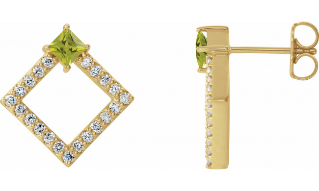 14K Yellow Peridot & 1/3 CTW Diamond Earrings - 868896027P