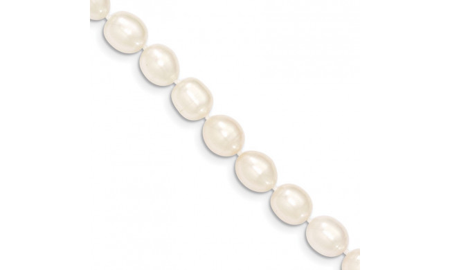 Quality Gold 14k White Rice Freshwater Cultured Pearl Bracelet - XF525-7.5
