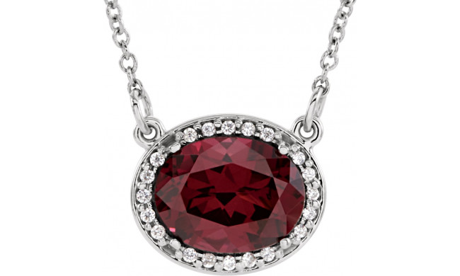 14K White Rhodolite Garnet & .05 CTW Diamond 16.5 Necklace - 8590370000P