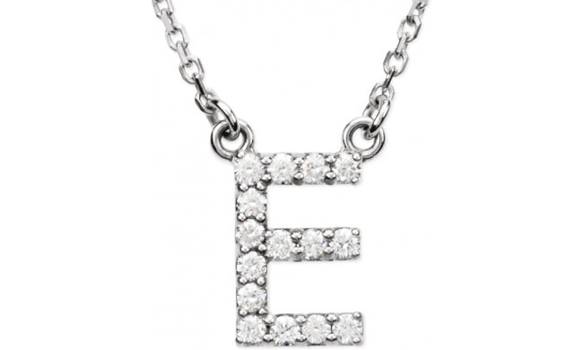 14K White Initial E 1/8 CTW Diamond 16 Necklace - 67311104P