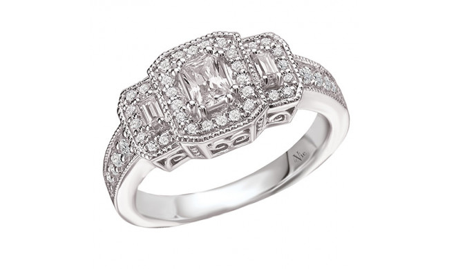 14k White Gold Halo Complete Diamond Engagement Ring