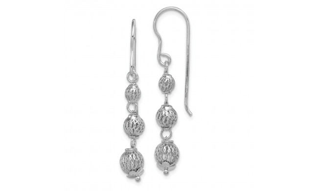 Quality Gold Sterling Silver Rhodium Plated Filigree Bead Dangle Earrings - QE8849