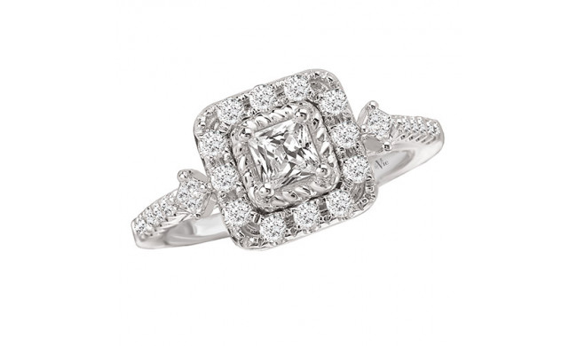 14k White Gold Halo Semi-Mount Diamond Engagement Ring