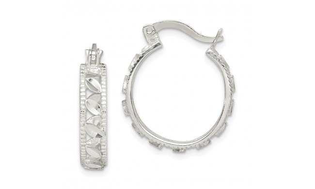 Quality Gold Sterling Silver Diamond-cut Oval Hoop Earrings - QE14721
