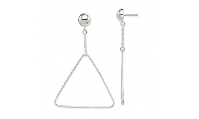 Quality Gold Sterling Silver Triangle Dangle Post Earrings - QE14711