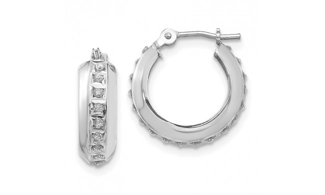 Quality Gold 14k White Gold Diamond Fascination Round Hinged Hoop Earrings - DF252