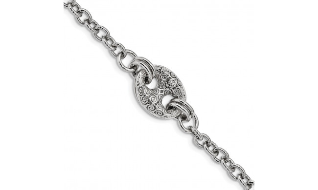Quality Gold Sterling Silver Rhodium-plated Fancy Swirls Bracelet - QG4514-7.5