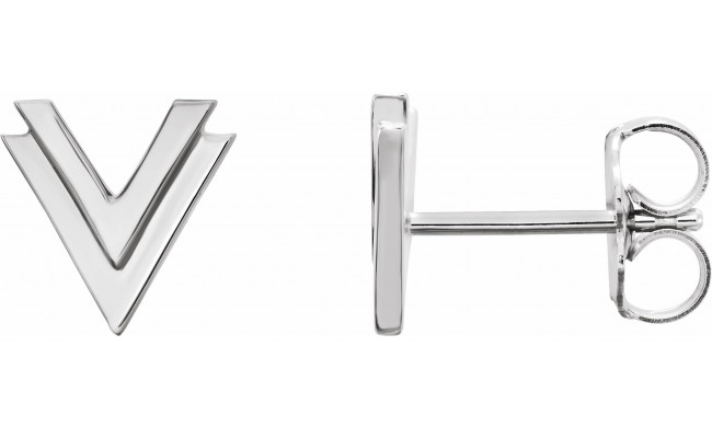 14K White 8 mm Double V Earrings - 862586006P