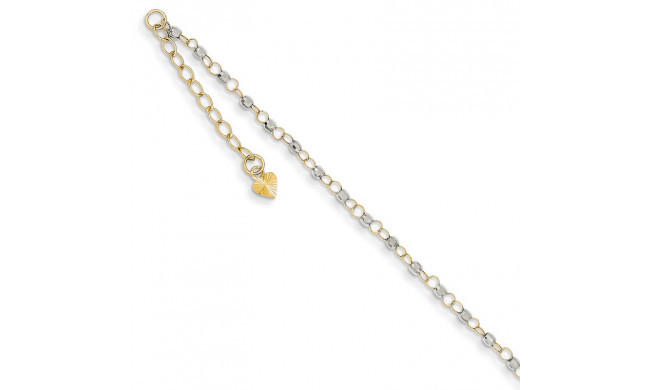 Quality Gold 14k Two Tone Circle Chain Mirror Beads Anklet - ANK263-9