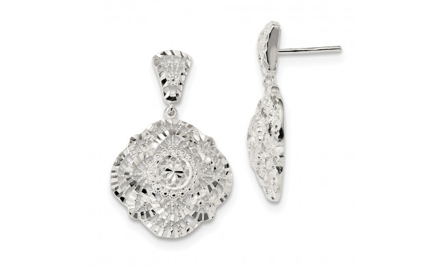 Quality Gold Sterling Silver Diamond Cut Dangle Post Earrings - QE13054