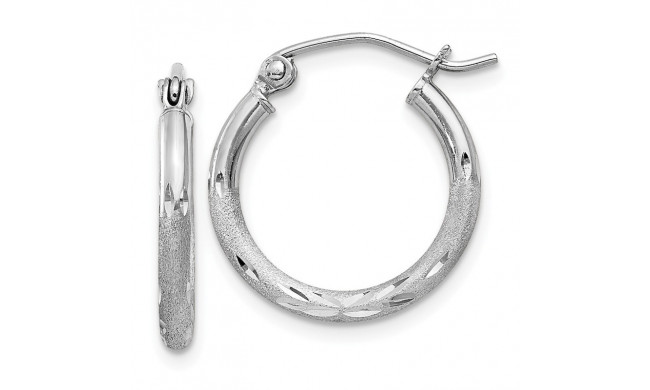 Quality Gold Sterling Silver Rhodium-plated 2mm Satin Diamond-cut Tube Hoop Earrings - QE4416