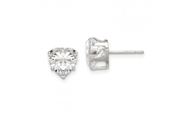 Quality Gold Sterling Silver 8mm Heart Snap Set CZ Stud Earrings - QE7539