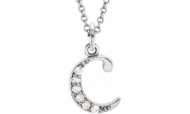 14K White .03 CTW Diamond Lowercase Initial c 16 Necklace - 8580360006P