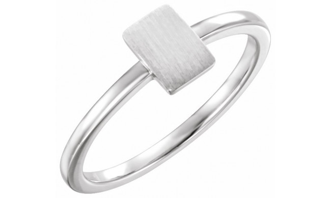 14K White 7x5 mm Rectangle Signet Ring - 51563101P