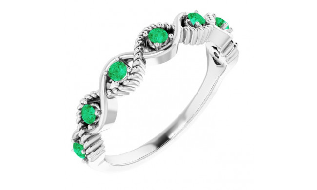 14K White Emerald Stackable Ring - 720466011P