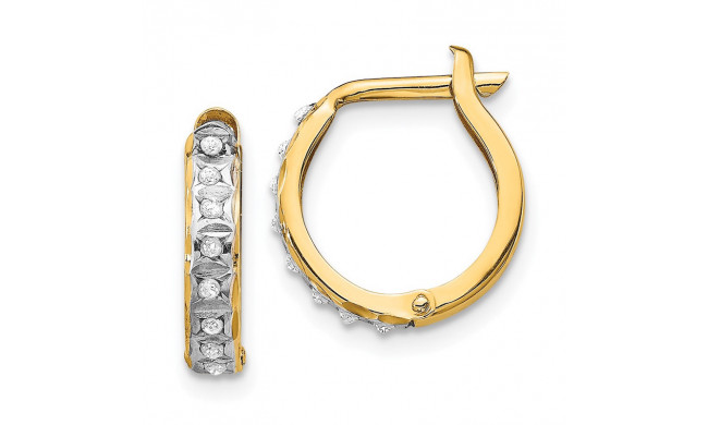 Quality Gold 14k Diamond Fascination Round Hinged Hoop Earrings - DF177