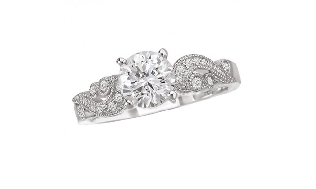 La Vie 14k White Gold Peg Head Diamond Semi-Mount Engagement Ring