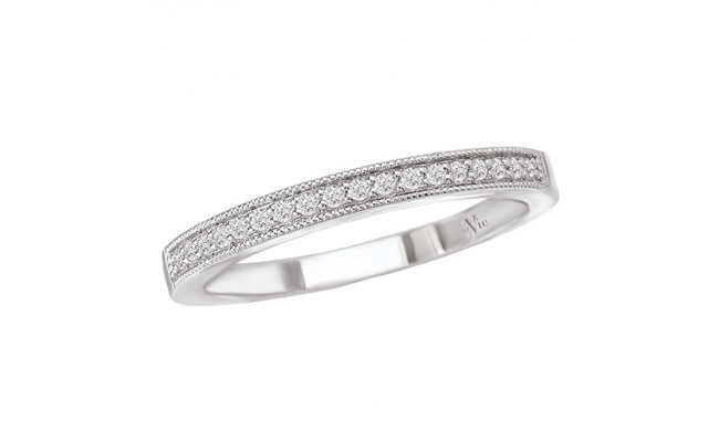 La Vie 14k White Gold Milgrain 0.11ct Diamond Wedding Band