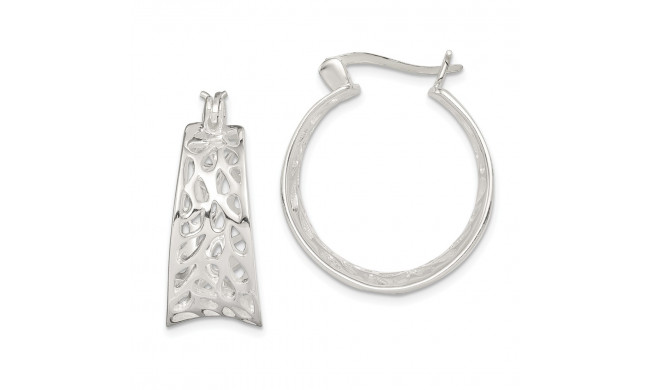 Quality Gold Sterling Silver Polished Hinged Hoop Earrings - QE11641