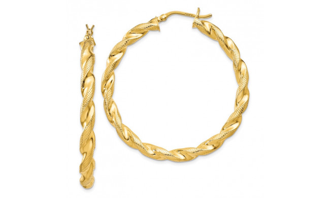 Quality Gold Sterling Silver Gold-flashed Patterned Twist 45mm Hoop Earrings - QE6668