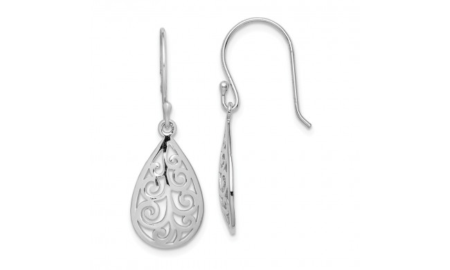 Quality Gold Sterling Silver Rhodium-plated Filigree Teardrop Dangle Earrings - QE15190