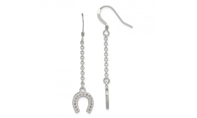 Quality Gold Sterling Silver Polished Horseshoe Dangle Earrings - QE6937