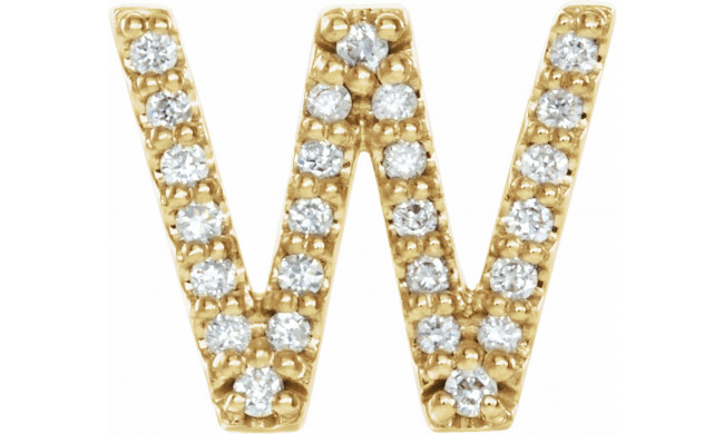 14K Yellow .07 CTW Diamond Single Initial W Earring - 867976116P