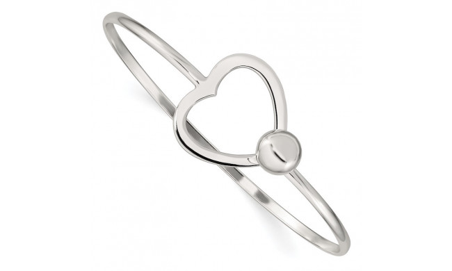 Quality Gold Sterling Silver Heart Bangle Bracelet - QB411