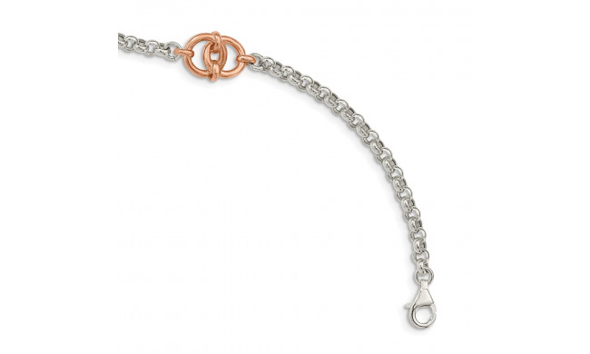 Quality Gold Sterling Silver & Rose-tone Polished   Fancy Bracelet - QG4953-7.5