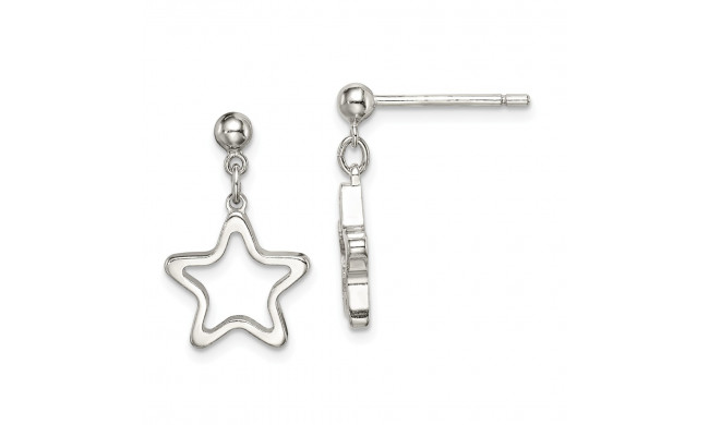 Quality Gold Sterling Silver Cut-out Star Dangle Post Earrings - QE14802