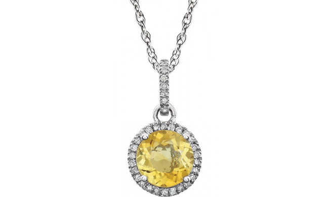 14K White Citrine & 1/10 CTW Diamond 18 Necklace - 65130170006P