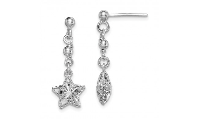 Quality Gold Sterling Silver Rhodium-plated  Mesh Star Dangle Post Earrings - QE15227