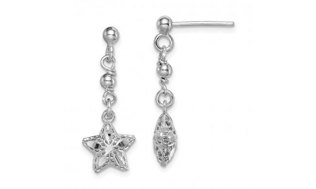 Quality Gold Sterling Silver Rhodium-plated  Mesh Star Dangle Post Earrings - QE15227