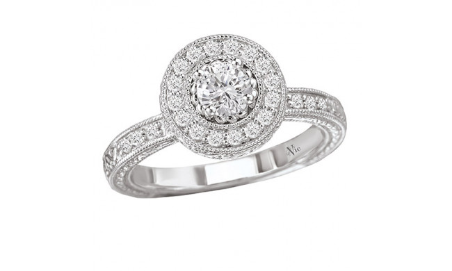 14k White Gold Halo Semi-Mount Diamond Engagement Ring