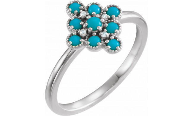 14K White Turquoise & .02 CTW Diamond Ring - 720736001P