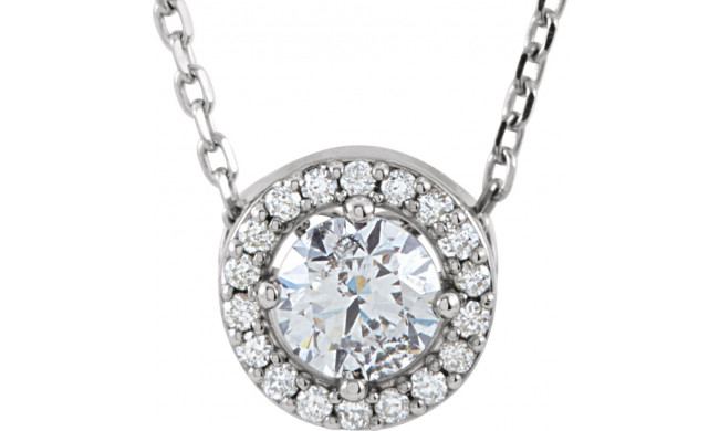 14K White 3/8 CTW Diamond Halo-Style 16 Necklace - 85916104P