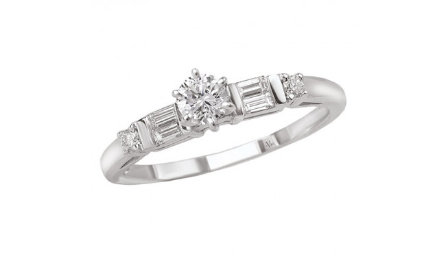 14k White Gold Complete Diamond Engagement Ring