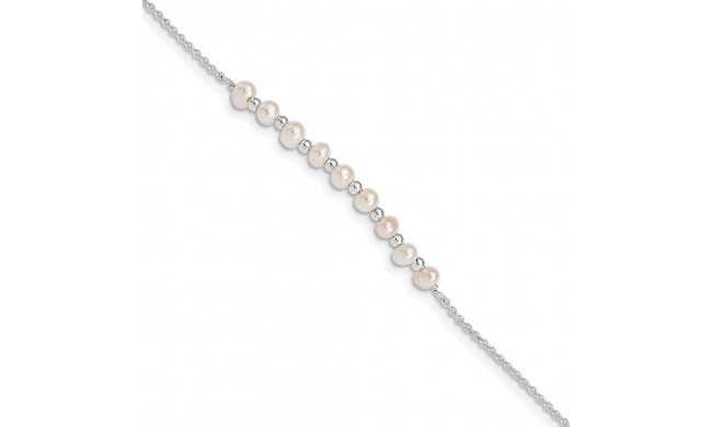 Quality Gold Sterling Silver White Freshwater Cultured Pearl Bracelet - QG5054-6.5