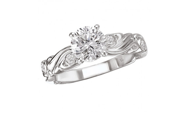 La Vie 14k White Gold Peg Head Floral Diamond Semi-Mount Engagement Ring