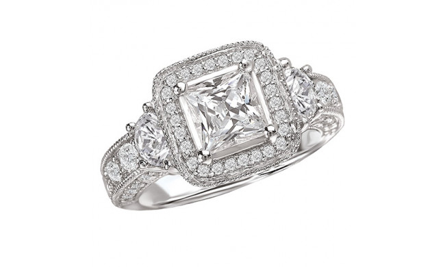 18k White Gold Halo Semi-Mount Diamond Engagement Ring