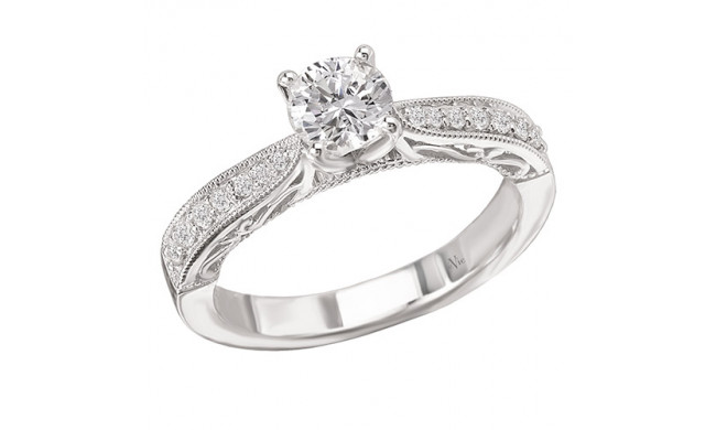 14k White Gold Complete Diamond Engagement Ring