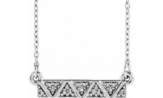 14K White .05 CTW Diamond Geometric Bar 16-18 Necklace - 86714101P