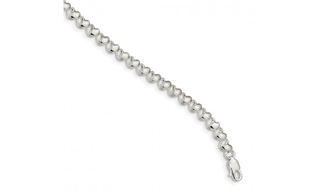 Quality Gold Sterling Silver Heart Link Bracelet - QG4262-7