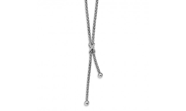 Quality Gold Sterling Silver Rhodium-plated CZ Criss Cross Dangle 17in Necklace - QG4513-17