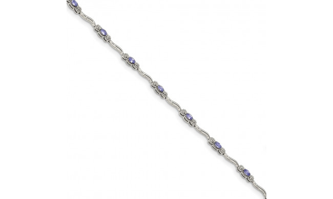 Quality Gold Stering Silver Polished Tanzanite 7.5 inch Bracelet - QX973TZ
